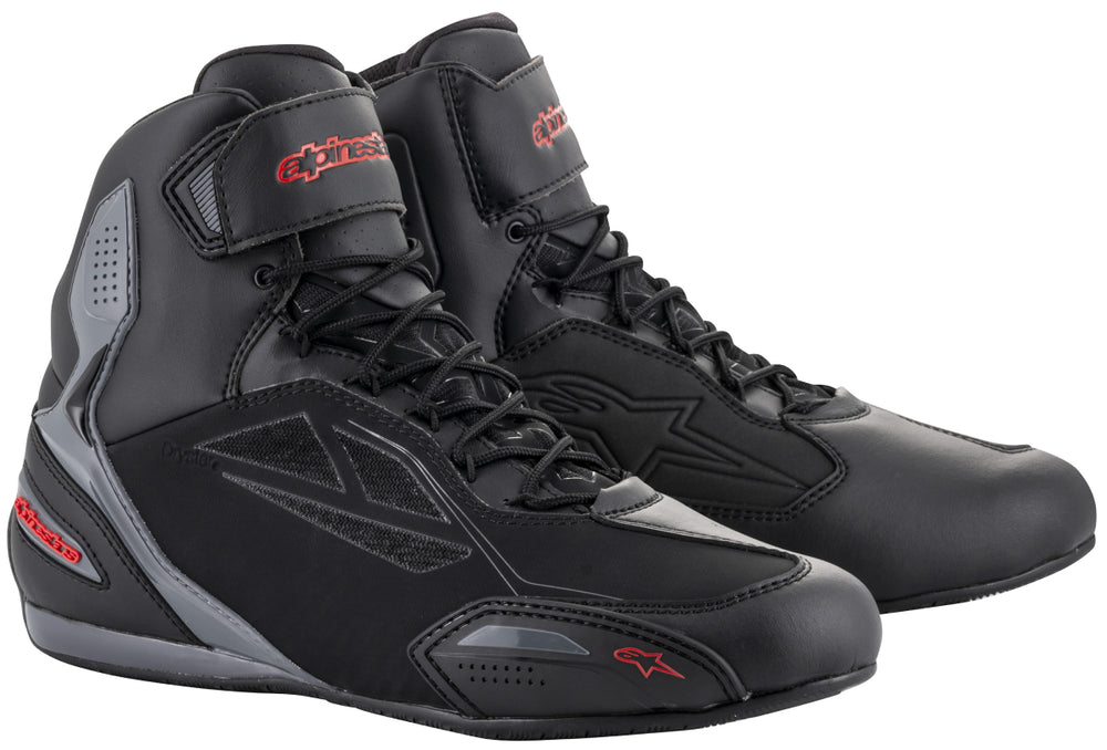 Close Out Alpinestars 4108-0169-10 Men’s Faster-3 Drystar Black, Grey and Red Riding Shoes