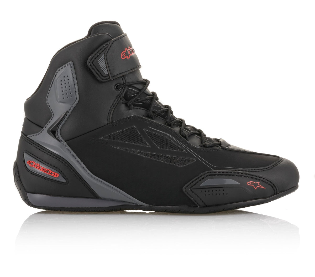 Close Out Alpinestars 4108-0169-10 Men’s Faster-3 Drystar Black, Grey and Red Riding Shoes