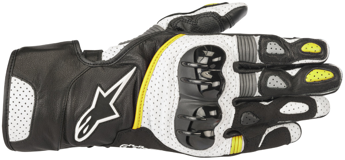 Alpinestars Men’s SP-2 v2 Black, White and Fluorescent Yellow Gloves