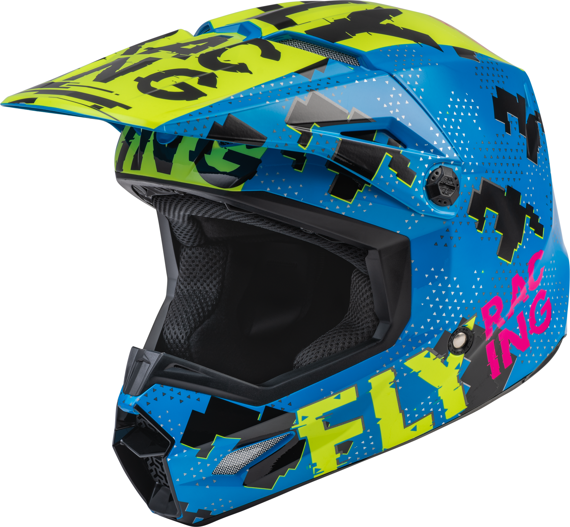 Fly Racing 73-3492 Youth Kinetic Scan Helmet Blue/Hi-Vis/Pink