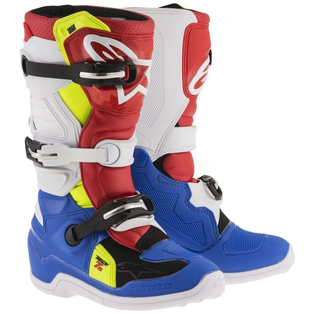 Alpinestars Tech 7S Youth Blue/White/Red/Yellow Motocross Boots