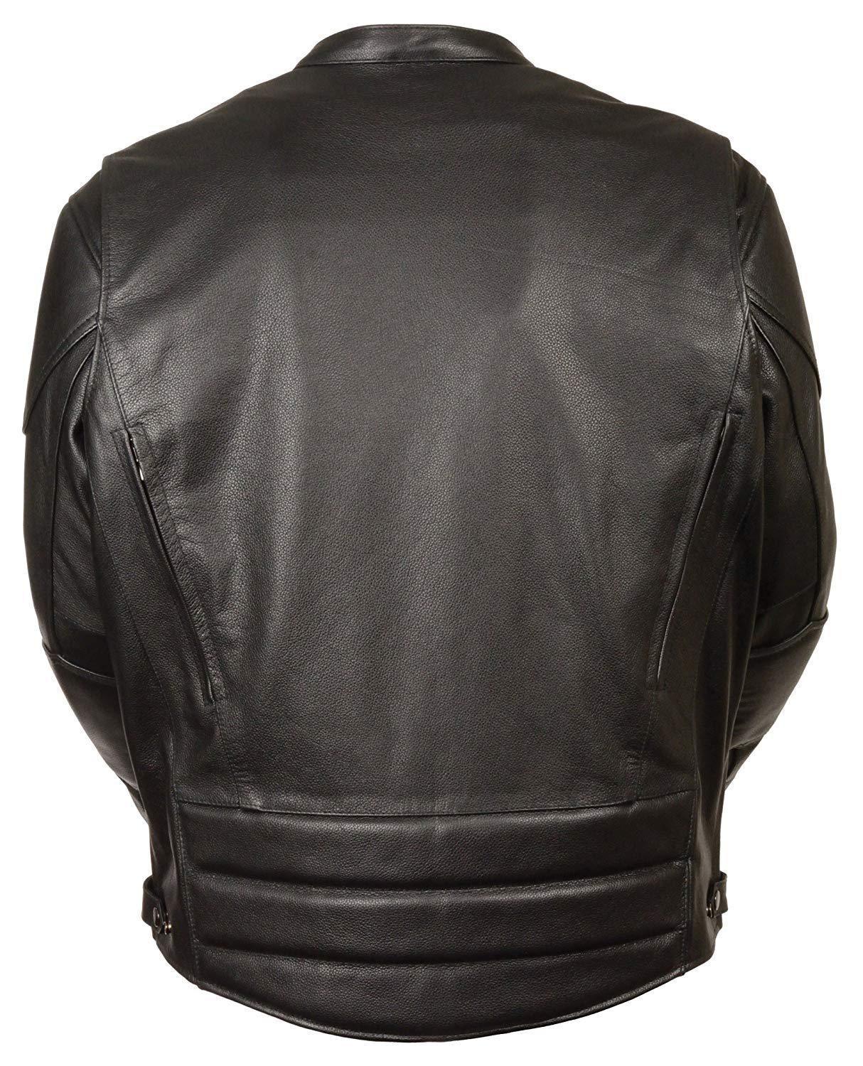Milwaukee Leather MLM1530 Men's Vented Black Leather Scooter Jacket with Kidney Padding