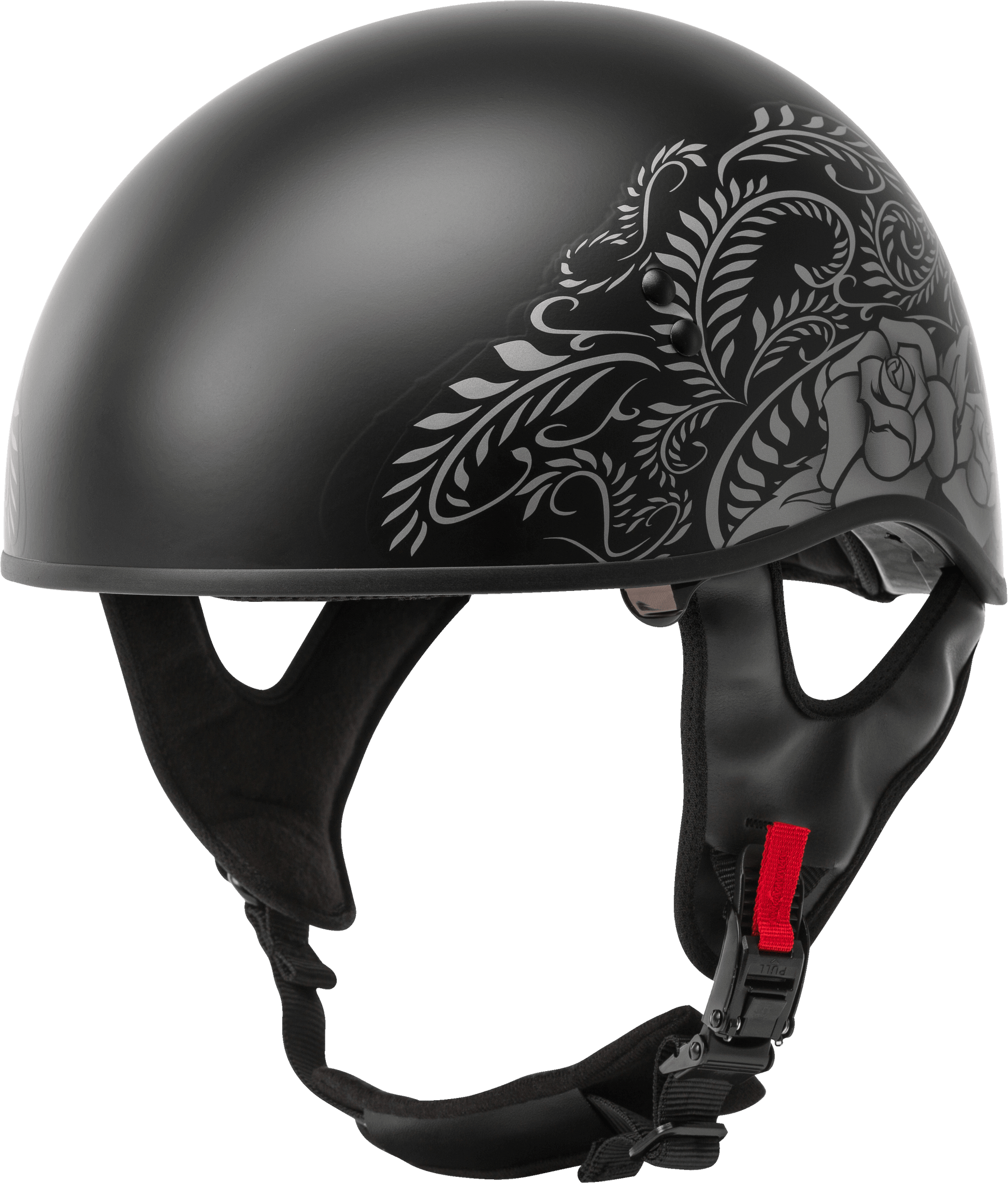 Gmax 72-5447 HH-65 'Rose' Half Helmet Naked Matte Black/Silver