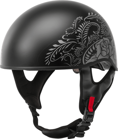 Gmax 72-5447 HH-65 'Rose' Half Helmet Naked Matte Black/Silver