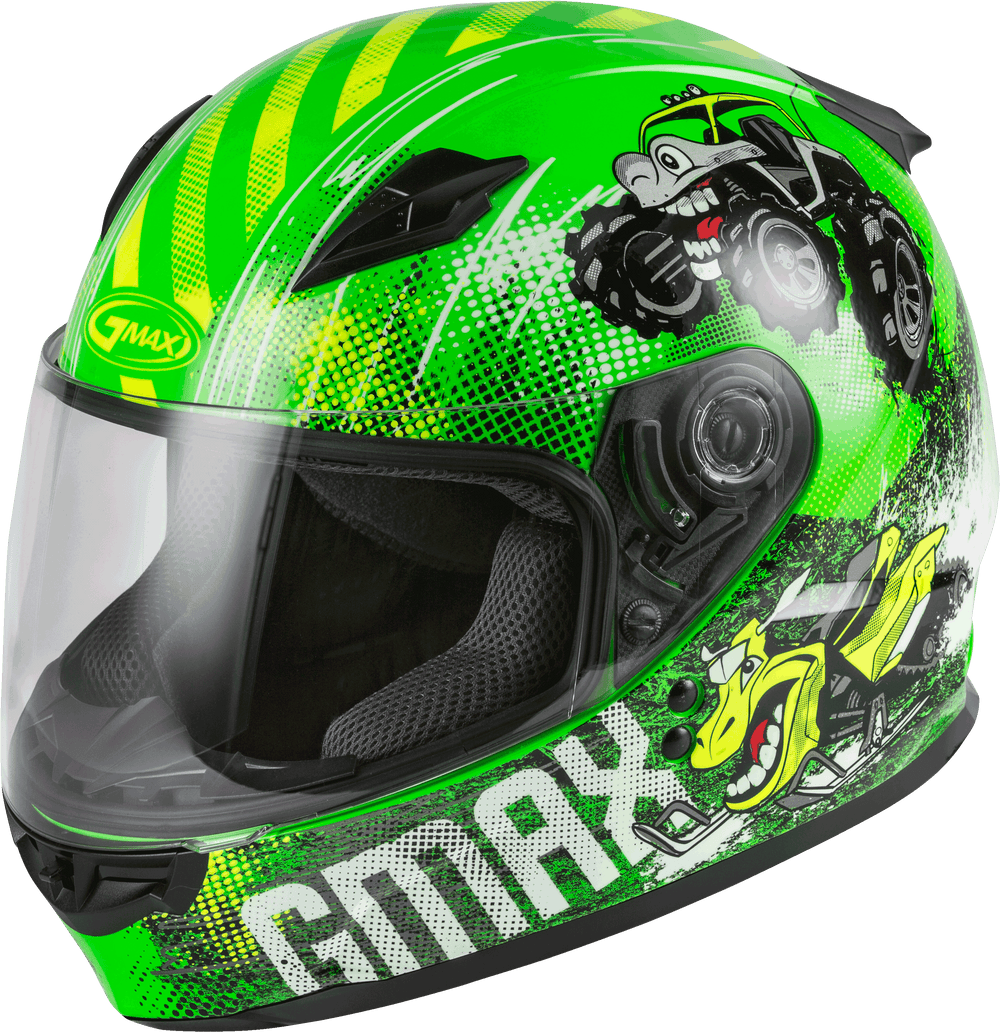 Gmax 72-4993 Youth GM-49Y 'Beasts' Full-Face Helmet Neon Green/Hi-Vis