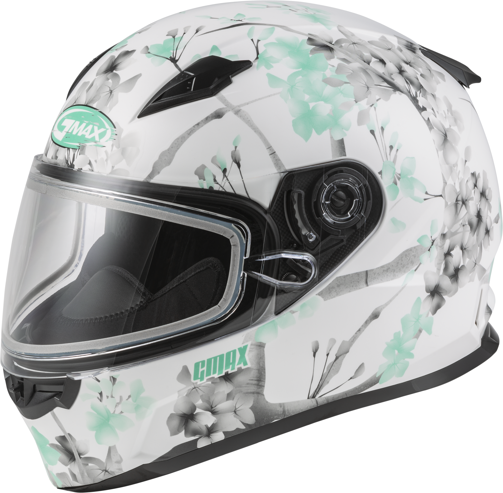Gmax 72-6341 FF-49S 'Blossom' Full-Face Snow Helmet Matte Wht/Teal/Grey