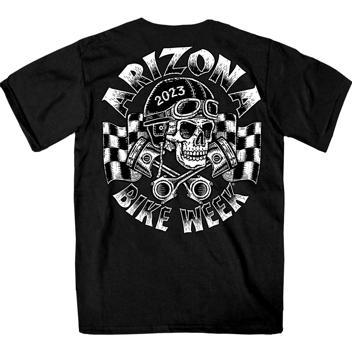 Hot Leathers AZM1347 Men's 2023 Arizona Bike Week Vintage Skulls T-Shirt
