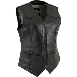 Xelement B206 Women's 'Road Queen' Black Leather Braided Vest ...