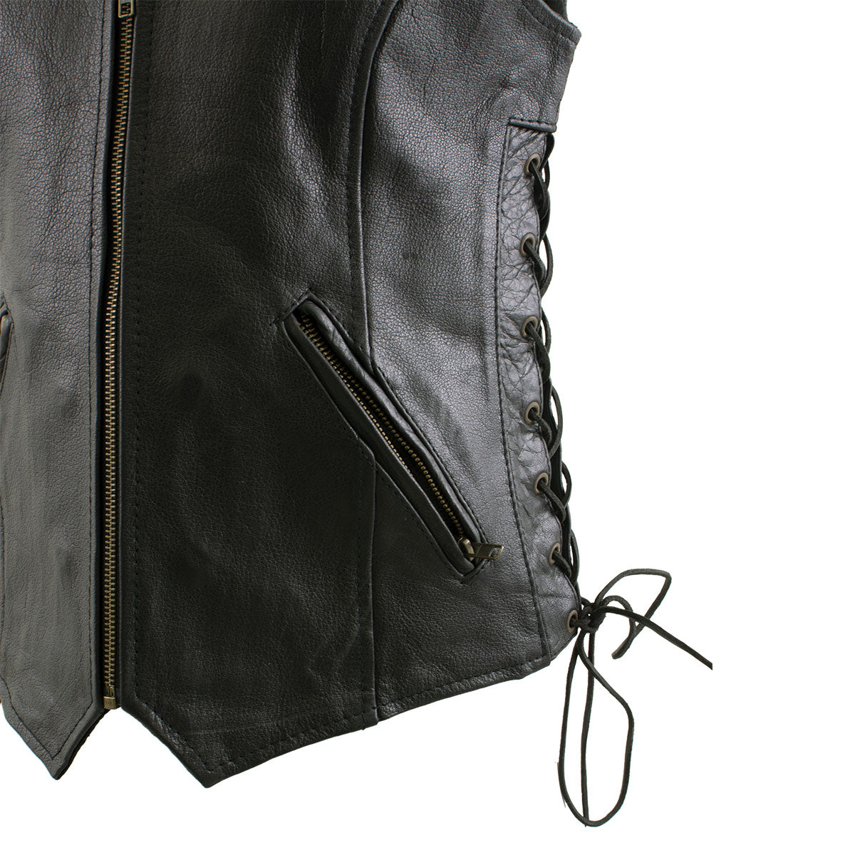 Xelement B277 Women's Black 'Mistress' Side Lace Motorcycle Leather Vest