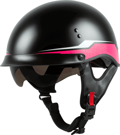 Gmax 72-5460L Hh-65 Half Helmet Source Full Dressed Black/Pink Lg