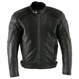 Xelement B7366 Men's 'Executioner' Black Leather Racer Jacket with ...