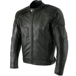 Xelement B7366 Men's 'Executioner' Black Leather Racer Jacket with ...