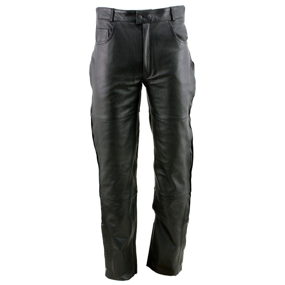 Xelement B7470 Men's Black Premium Leather Motorcycle Over Pants with ...