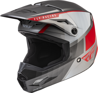Fly Racing 73-8643 Kinetic Drift Helmet Charcoal/Light Grey/Red