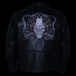 Xelement B95010 Men's 'Bones' Black Armored Cruiser Motorcycle Jacket with Reflective Skulls