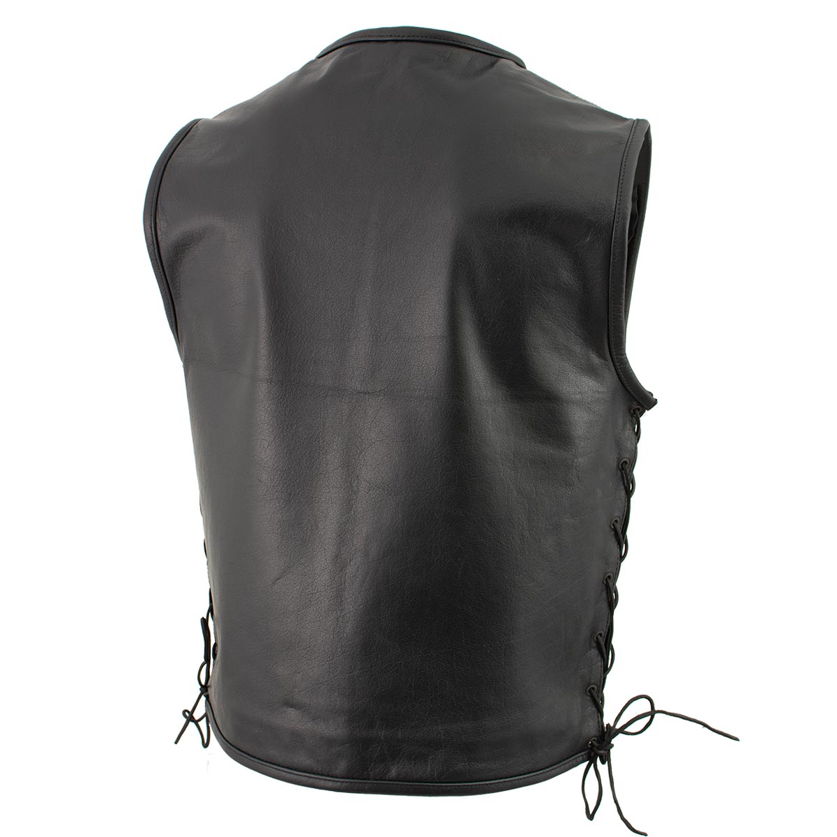 Xelement B95140 Men's 'Drifter' Black Advanced Collarless Leather Motorcycle Vest