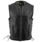 Xelement B95140 Men's 'Drifter' Black Advanced Collarless Leather Motorcycle Vest
