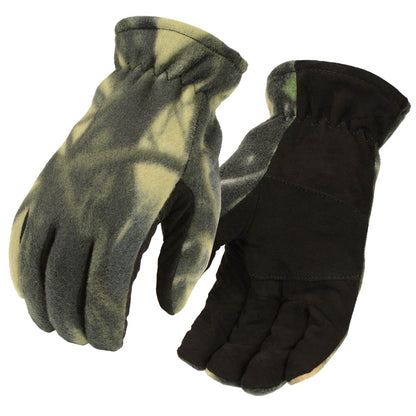M-Boss Motorcycle Apparel BOS37553 Men's Camo Deer Suede Palm and Fleece Thermal Lined Gloves