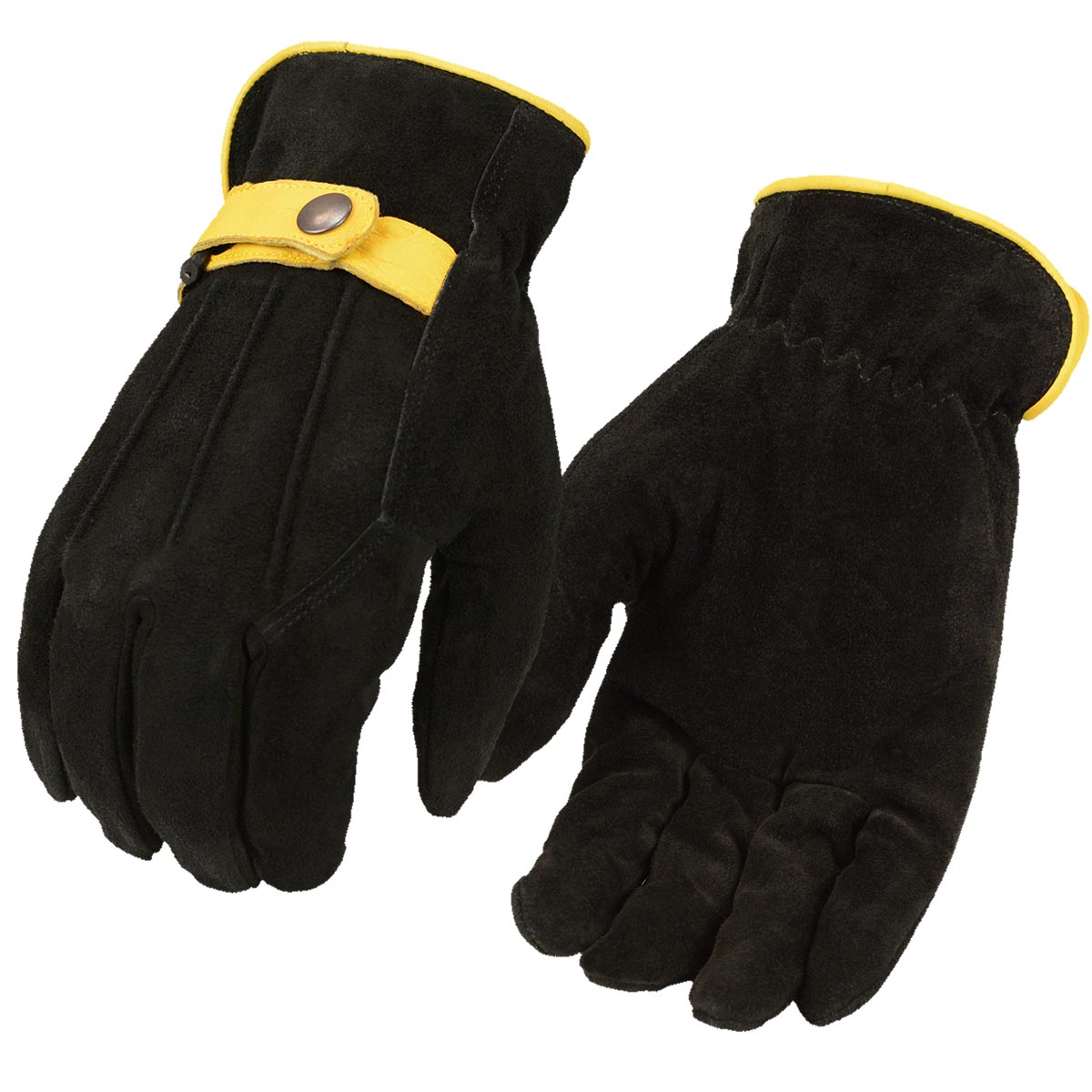 M-Boss Motorcycle Apparel BOS37555 Men's Black and Tan USA Deer Suede Gloves