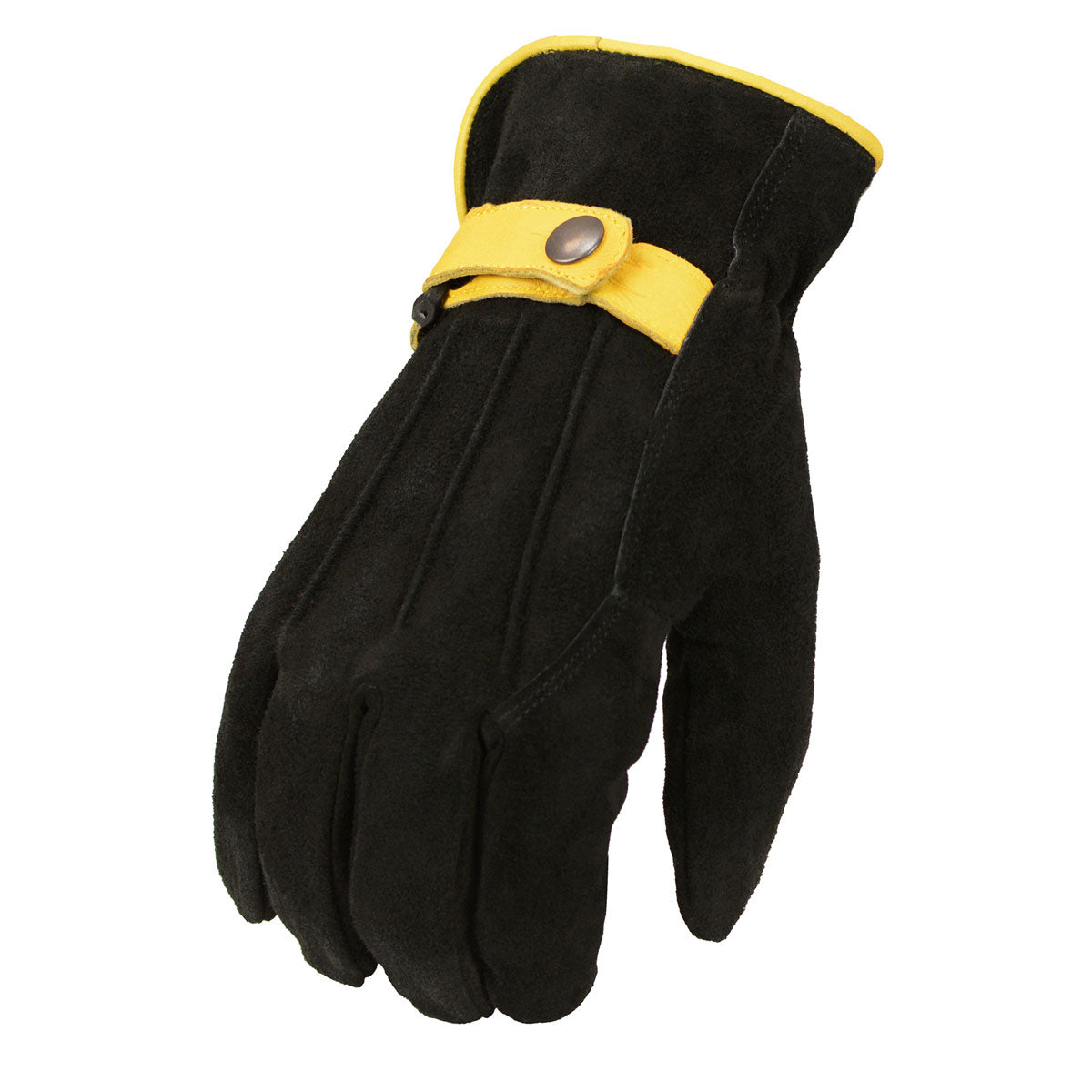 M Boss Apparel BOS37558 Men's Black and Tan Leather Deer Skin Gloves