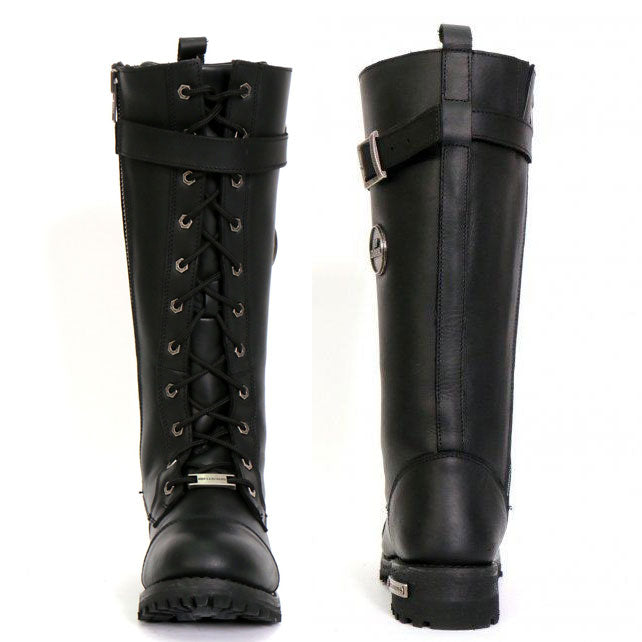 Hot Leathers BTL1005 Ladies 14-inch Black Knee-High Leather Boots with Side Zipper Entry