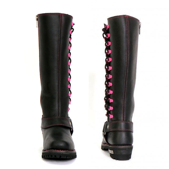 Hot Leathers BTL1006 Ladies 14-inch Black Knee-High Leather Boots with Side Zipper Entry