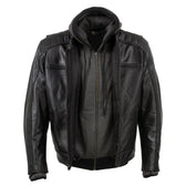 Xelement BXU573 Men's Black 'Alibi' Armored Leather Motorcycle Jacket ...