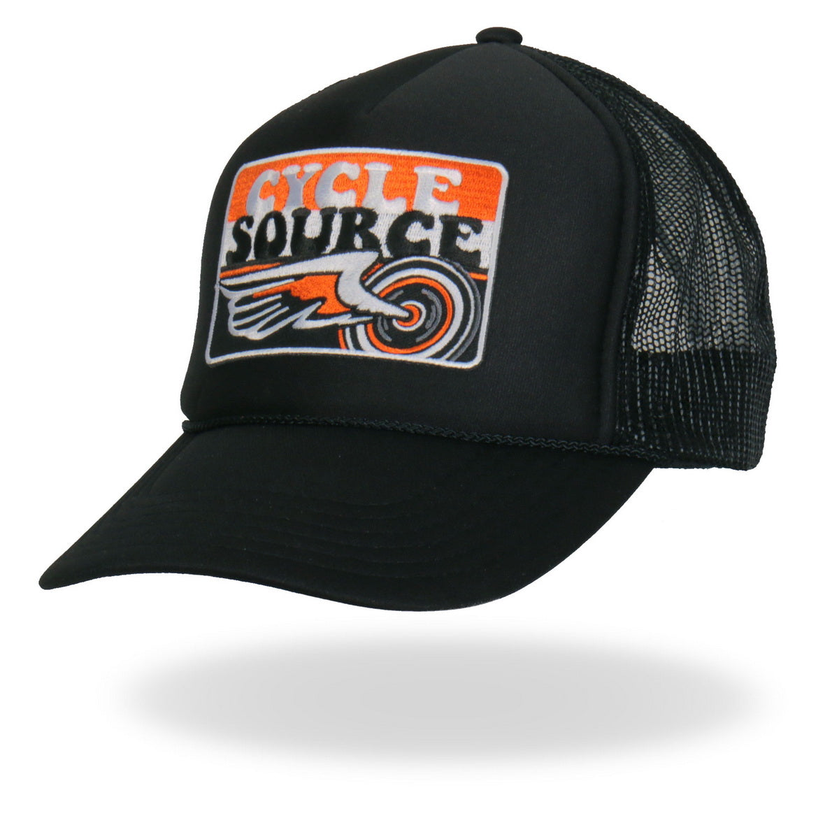 Hot Leathers CYA1003 Official Cycle Source Stripes Retro Wing Wheel Logo Snapback Trucker Hat