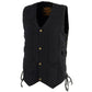 Milwaukee Leather DM1990 Men's Black 10 Pocket Side Lace Denim Vest