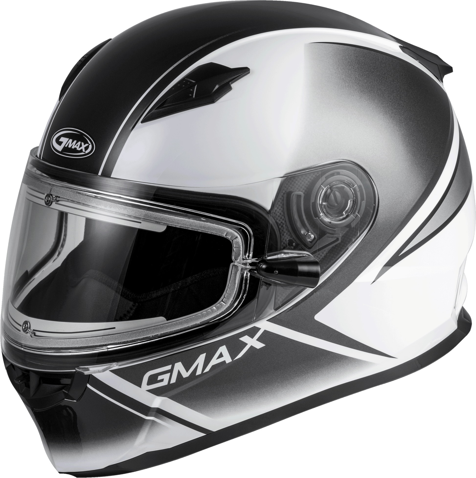 Gmax E72-6330 FF-49S 'Hail' Snow Helmet W/Electric Shield White/Black