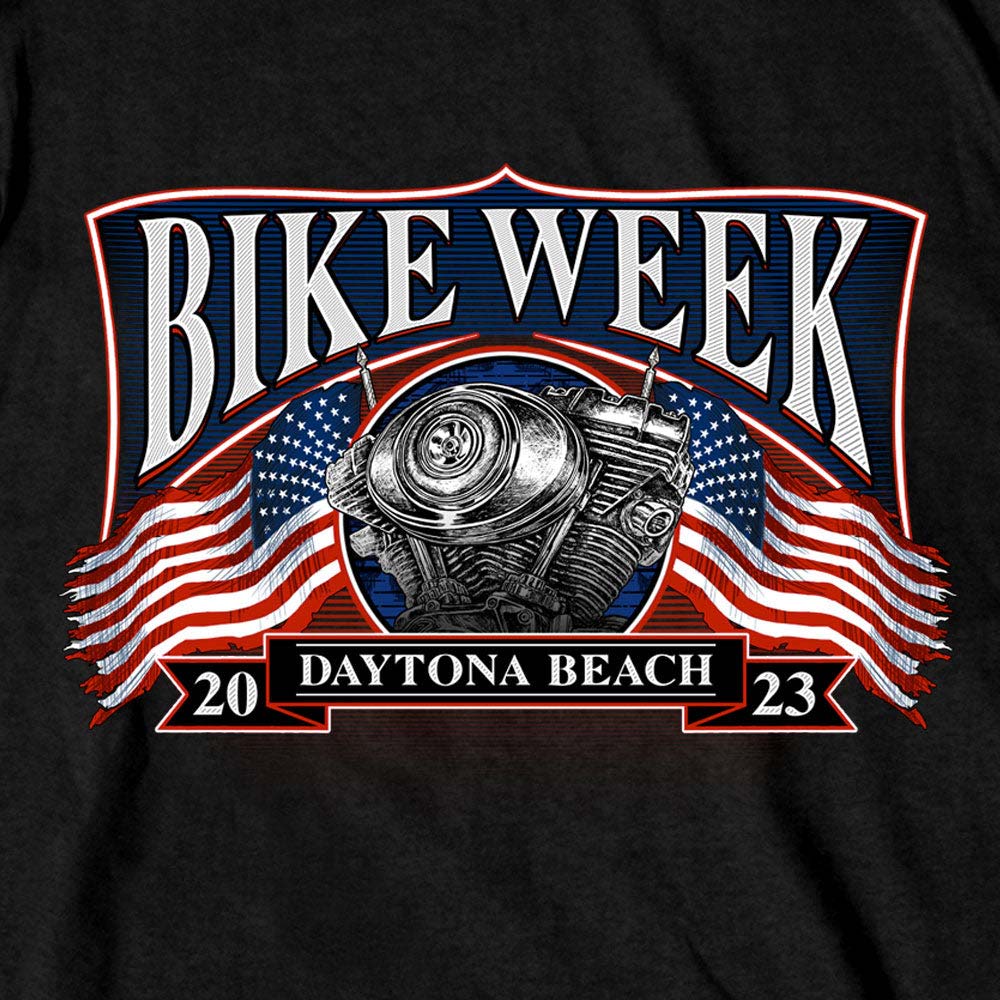 Hot Leathers EDM1192 Men's 2023 Daytona Beach Vintage Patriot Black T-Shirt