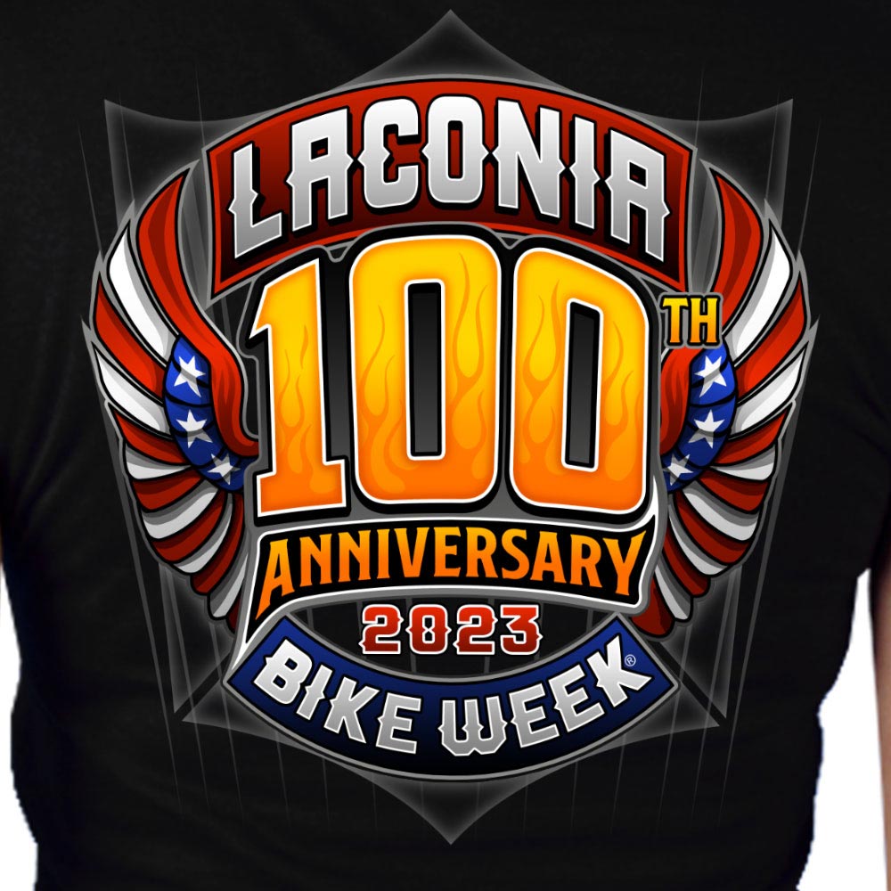 Hot Leathers ELL1081 Women's Black Laconia Bike Week 2023 100th Anniversary T-Shirt