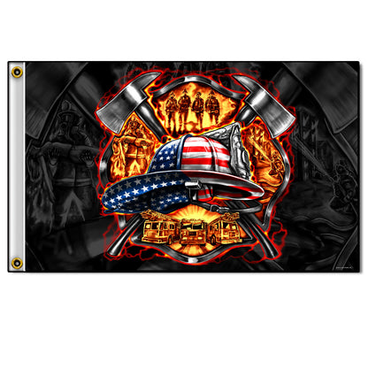 Hot Leathers FGA1056 Fire Fighter Flag 3 Foot x 5 Foot