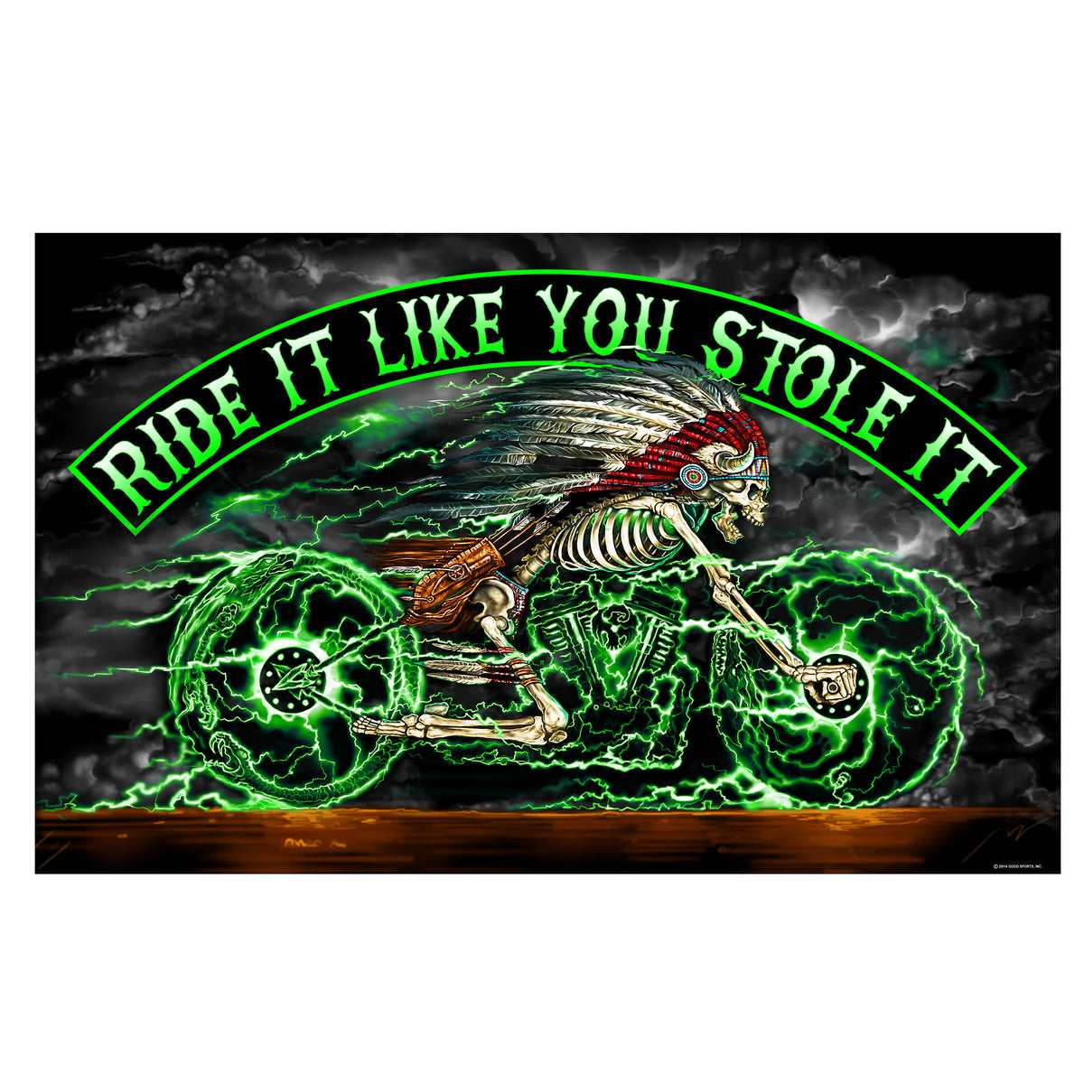 Hot Leathers FGA1062 Skeleton Cycle Full Size Biker Flag 3 Foot x 5 Foot