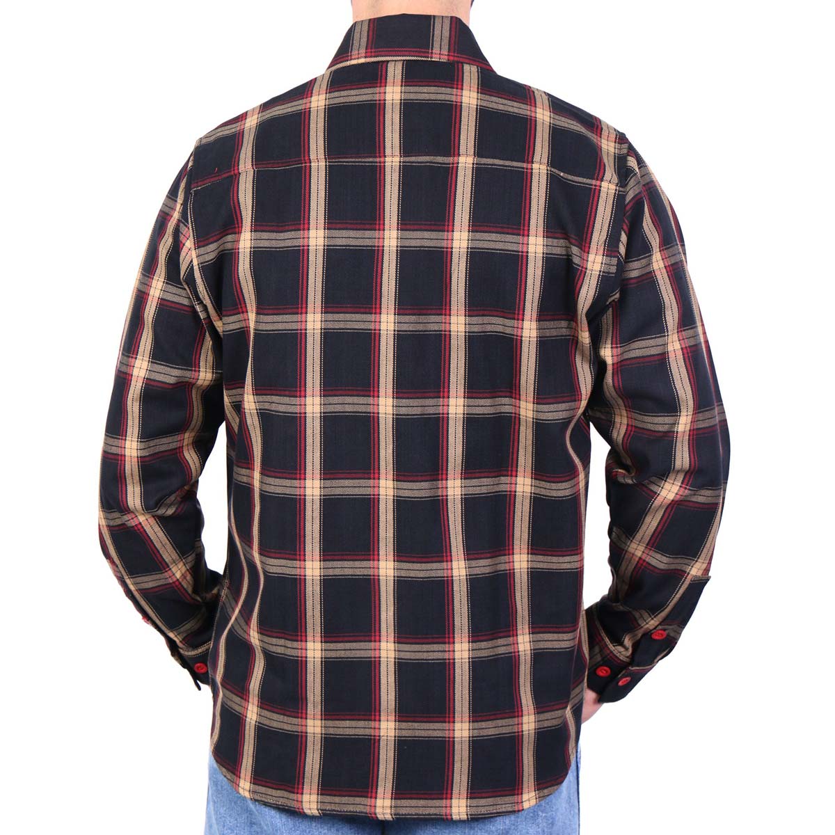 Hot Leathers FLM2038 Men's Black Tan and Red Long Sleeve Flannel Shirt