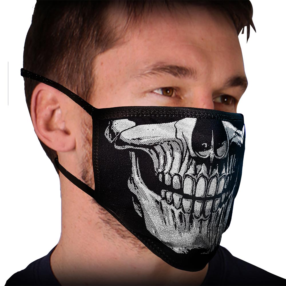 Milwaukee Leather FMD1013 Men's 'Skull Face' 100 % Cotton Protective Face Mask with Optional Filter Pocket