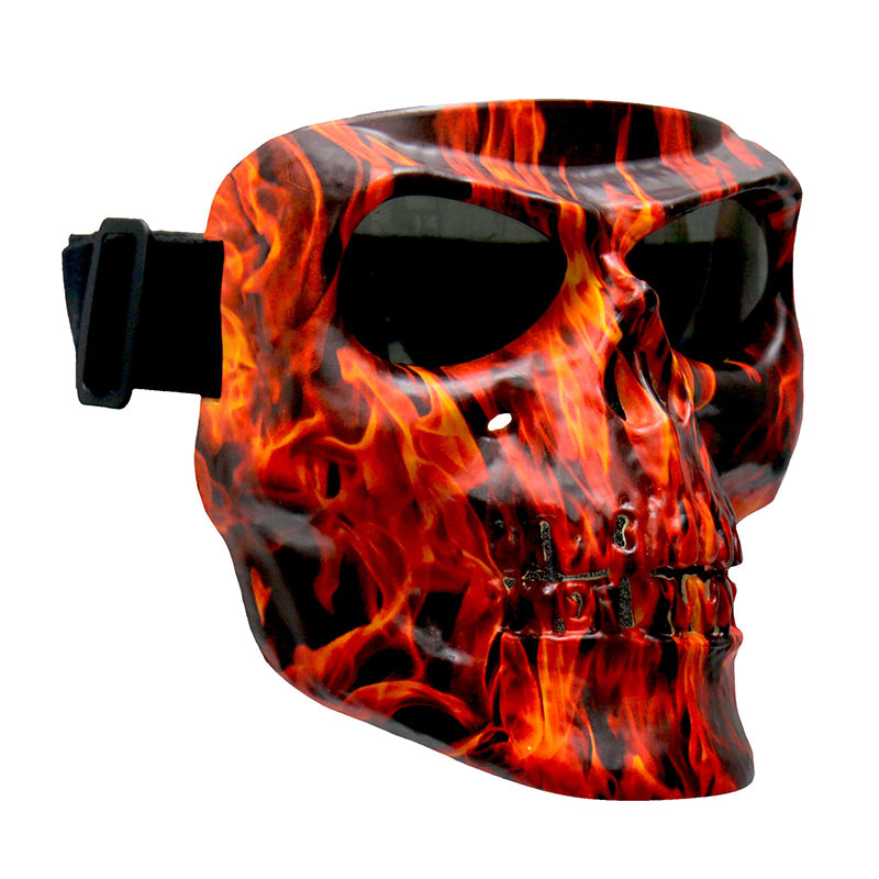 Hot Leathers FMP1002 'Flame Skull' Polypro Face Mask with Smoke Lenses