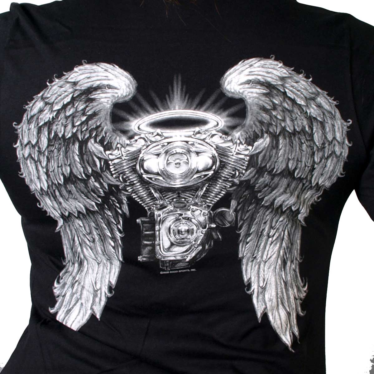 Hot Leathers GLD1040 Women's Asphalt Angel Double Sided Print Full Cut Black T-Shirt