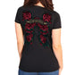 Hot Leathers GLD1550 Ladies Black Rose Wings V-Neck T-Shirt
