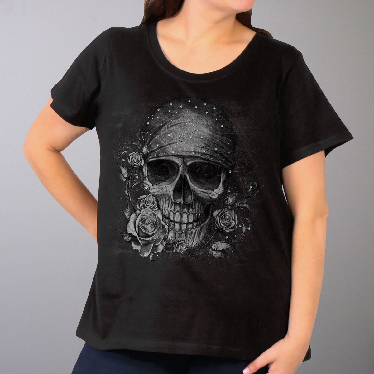 Hot Leathers GLR1508 Skull Bandana Full Figured Ladies T-Shirt