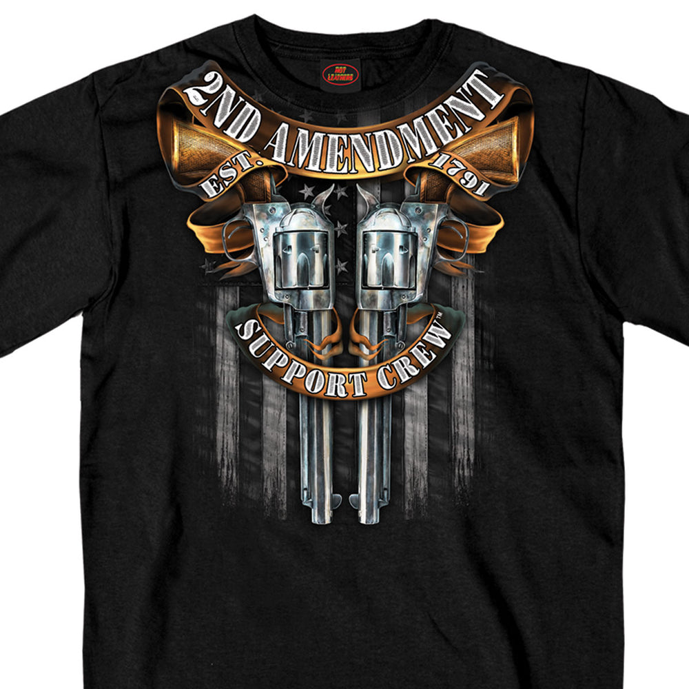 Hot Leathers GMD1385 Mens '2nd Amendment Crossed Pistols' Short Sleeve Black T-Shirt