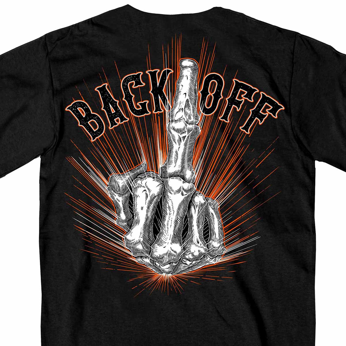 Hot Leathers GMD1453 Men's Back Off Bone Finger Black T-Shirt