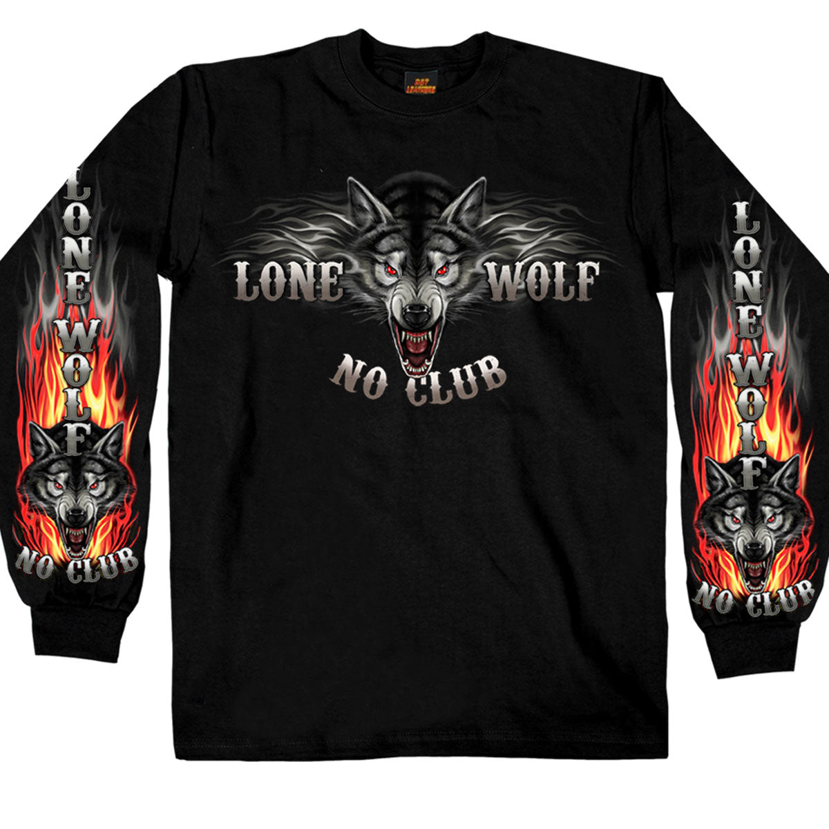 Hot Leathers GMD2007 Men's 'Lone Wolf No Club' Biker Long Sleeve Shirt
