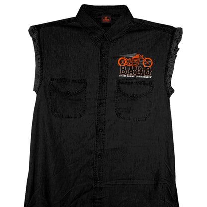 Hot Leathers GMD5453 Men's 'Bone Finger' Sleeveless Black Denim Shirt