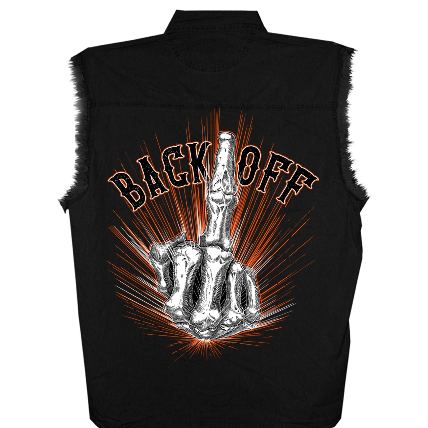 Hot Leathers GMD5453 Men's 'Bone Finger' Sleeveless Black Denim Shirt