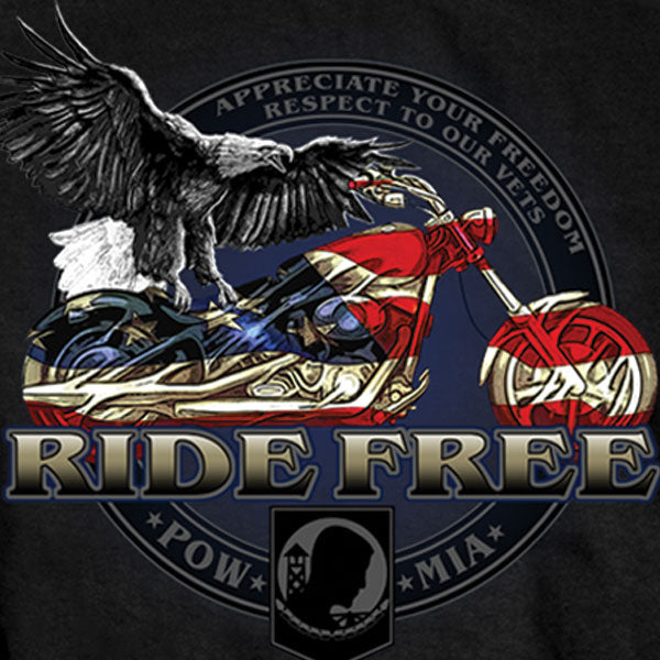 Hot Leathers GMS1115 Men’s ‘Flag Bike Biker’ Black T-Shirt
