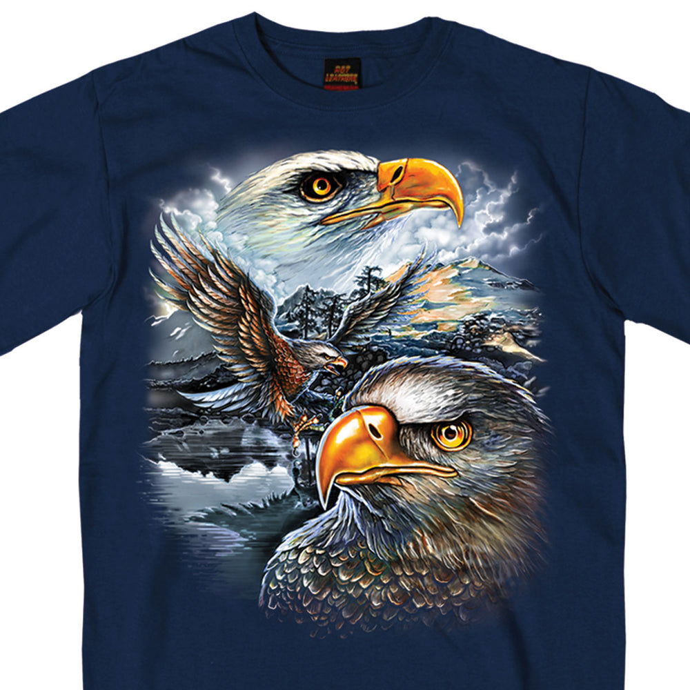 Hot Leathers GMS1239 Men’s ‘Majestic Eagle’ Navy Blue T-Shirt