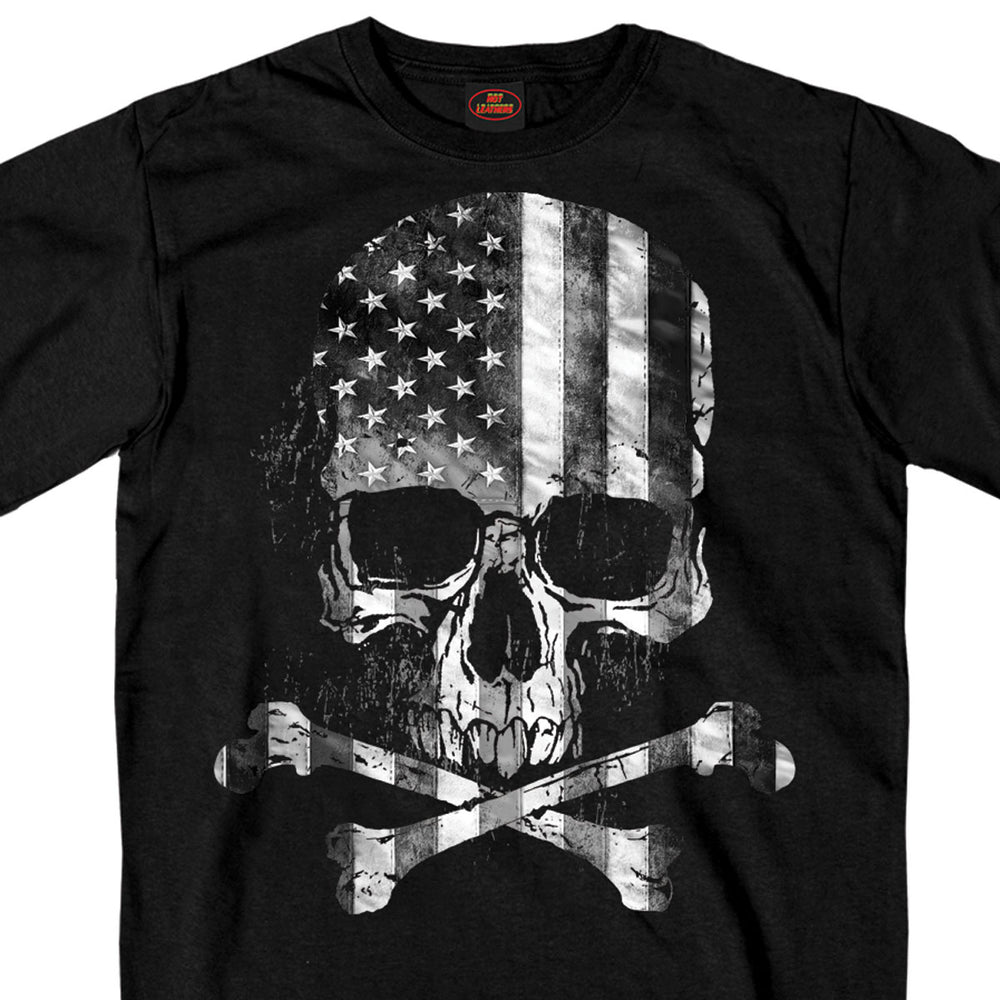 Hot Leathers GMS1372 Men’s ‘Flag Skull’ Black Short Sleeve T-Shirt