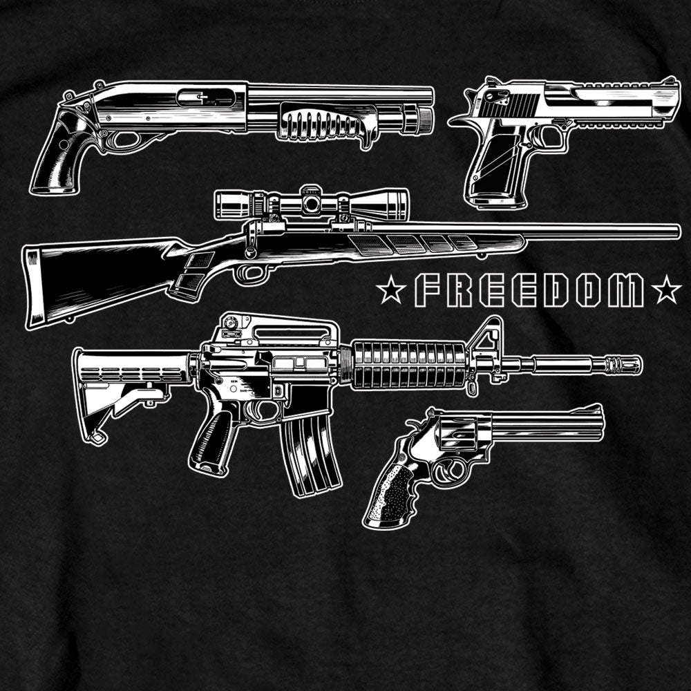 Hot Leathers GMS1409 Men’s ‘Freedom Guns‘ Short Sleeve Black T-Shirt