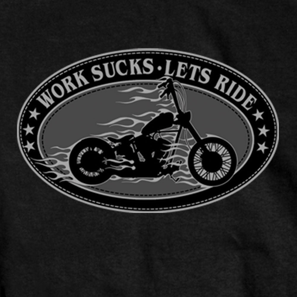 Hot Leathers GMS1419 Men’s ‘Works Sucks, Lets Ride‘ Short Sleeve Black T-Shirt